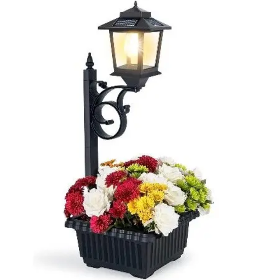 1and 2 Pcs Solar Post Light With Planter