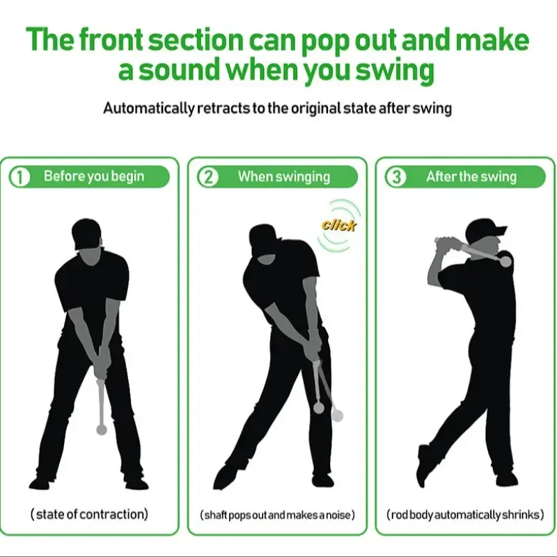 Golf Swing Practice Stick, Telescopic Golf Training Aid with Non-Slip Rubber Handle, Golf Training & Warm-Up Practice Stick,