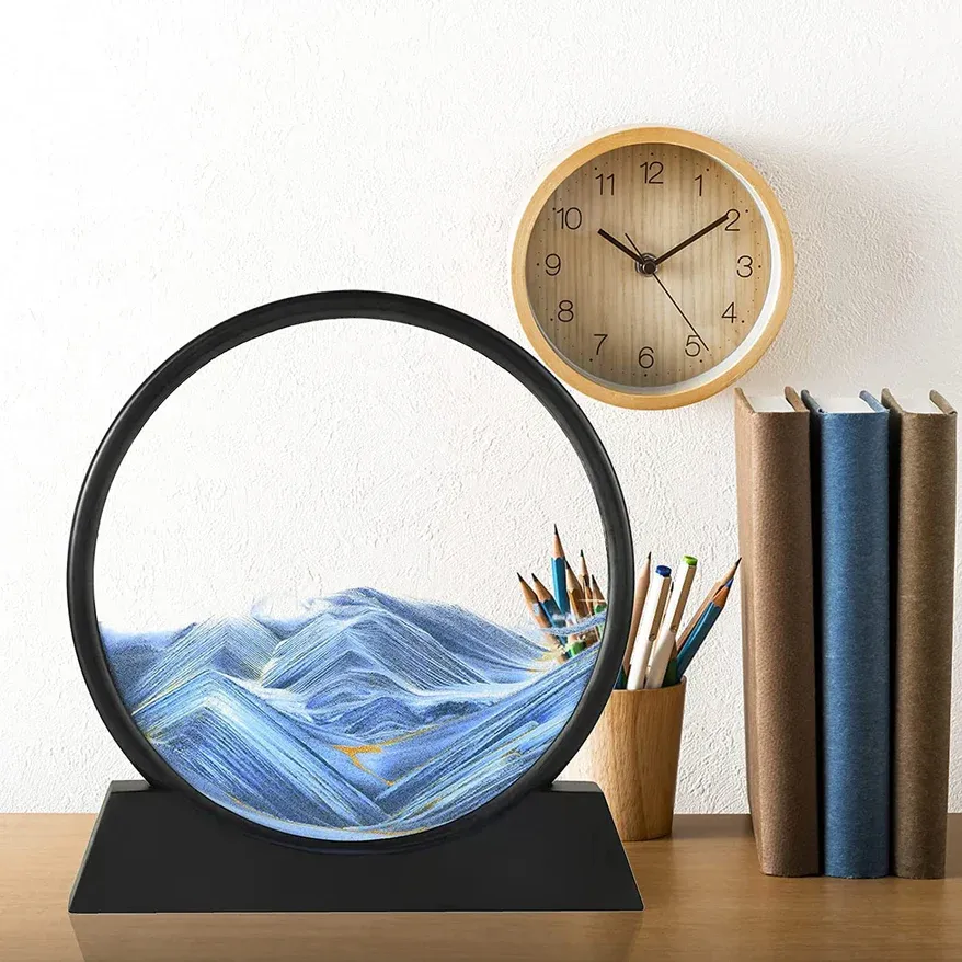 3D Moving Sand Art Frame | Rotating Liquid Sandscape Decor for Stress Relief & Desk Display
