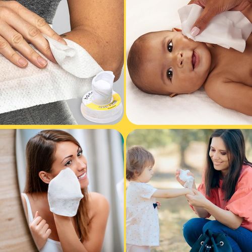 Hand Pop Lemon Scented Wipes - 50 Pack of Travel Size Wet Towelettes, Alcohol-Free, Wipes for Skin Hydration, Convenient, Eco-Friendly, Refreshing, Fits in Gym Bag, Purse, Pocket, or Luggage