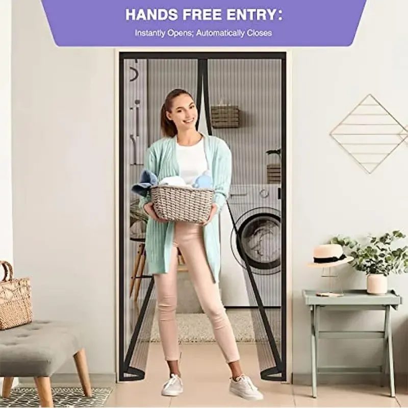 Magnetic Mosquito Net Summer Anti Bug Fly Door Curtain, 1 Count Mesh Automatic Closing Door Screen, Living Room Bedroom Door Curtain for Home