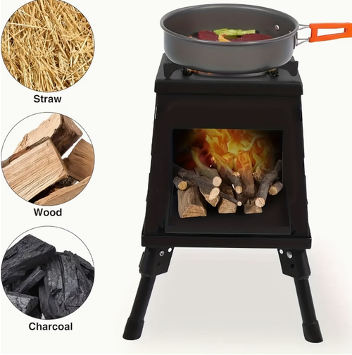 Wood Burning Camp Stove Portable Wood Stove for Outdoor Hiking Picnic BBQ Travel Black Portable Heater for Camping Portable Outdoor Cooking Stove