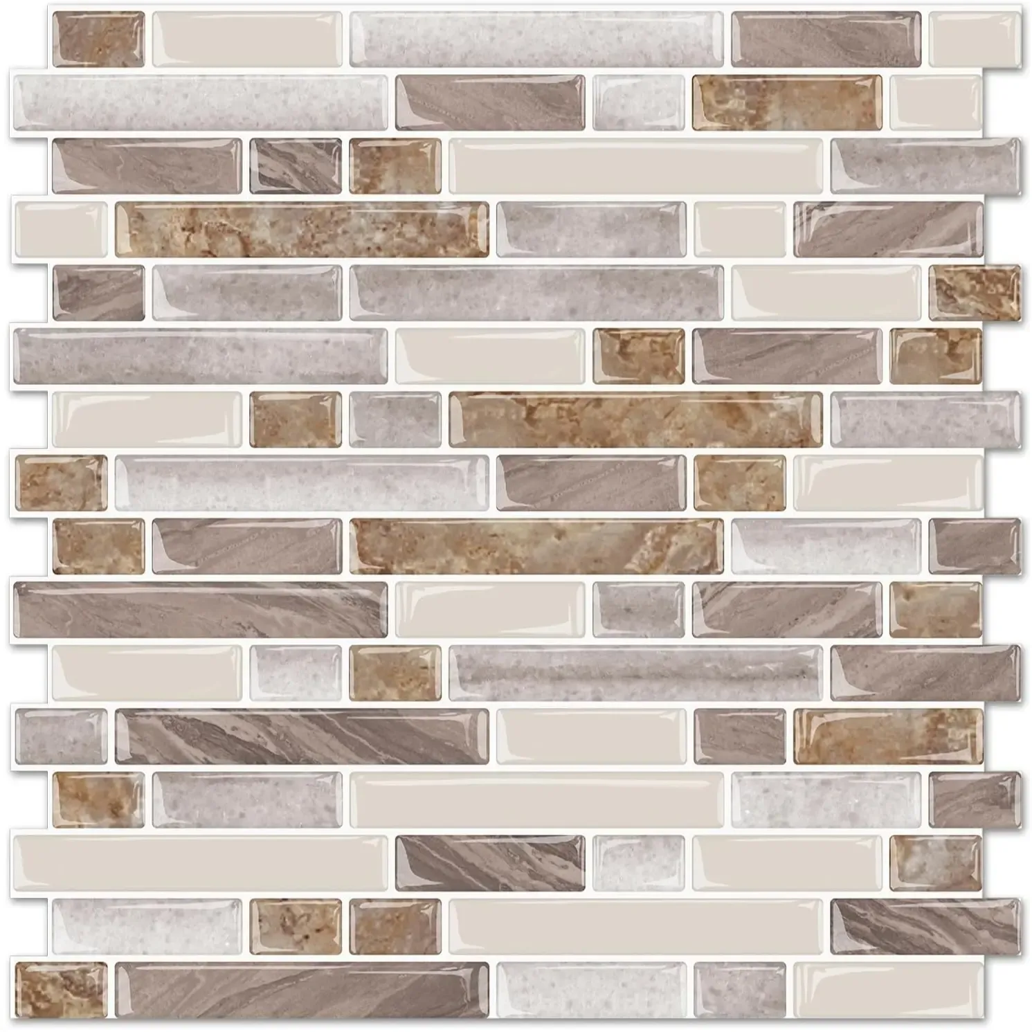 3 Sheets Smooth Thicker Design Vinyl Peel and Stick Tile Backsplash,12inchesx12inches Self Adhesive for Kitchen & Bathroom, Decoration Items Sticker Decorative Ornaments