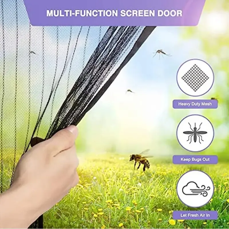 Magnetic Mosquito Net Summer Anti Bug Fly Door Curtain, 1 Count Mesh Automatic Closing Door Screen, Living Room Bedroom Door Curtain for Home