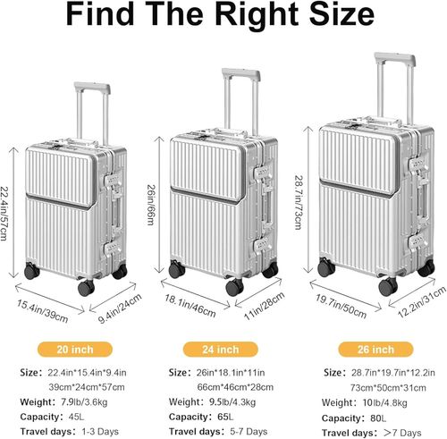 Suitcase Carry-on Luggage Spring-Summer Travel Airline Approved with TSA Lock, 360° Wheel, PC Hard Shell and Aluminum Frame Pressure-Resistant, Suitable for 20 inches (White, 20 inches) ​