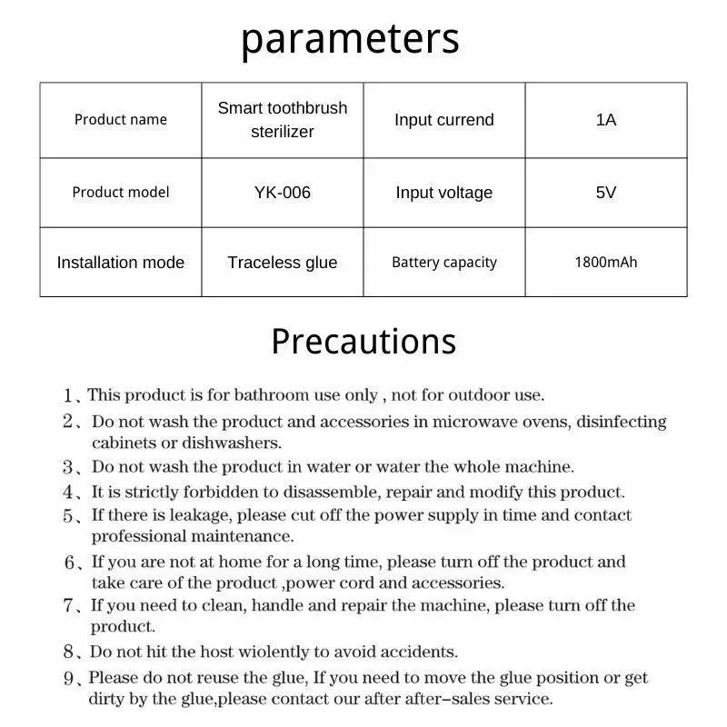 Wall Mount Toothbrush Holder with 2 Tooth Cups Smart Sterilizer Waterproof Durable Heat Resistant Odourless Modern Style Organizer Black Bathroom Accessory