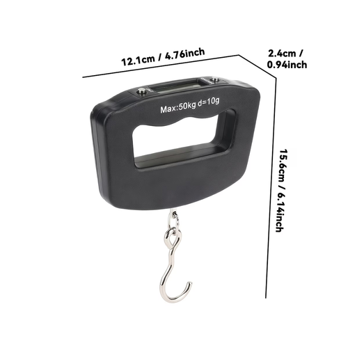 Digital Handheld Luggage Hanging Scale, for Automotive Detailing Tools, Portable Electronic Scale, Fast Scale with Backlit LCD Display, Travel Essentials, (Batteries Not Included)