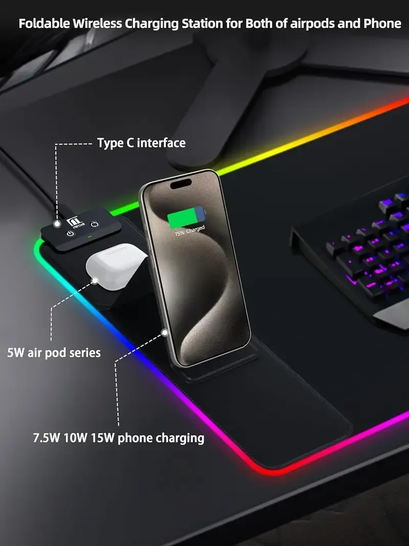 Extra-Large Magnetic Wireless Charging Gaming Mouse Pad