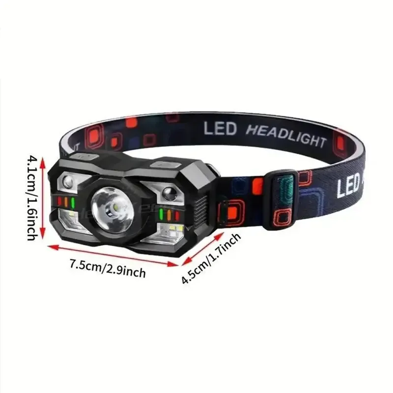 Headlamp 1200 Lumens 300m Beam Motion Sensor 8 Modes USB Rechargeable Adjustable 0-45° for Camping Hiking High Power Flashlights Super Bright Flashlight 2 Packs Quadrobics Headlamp