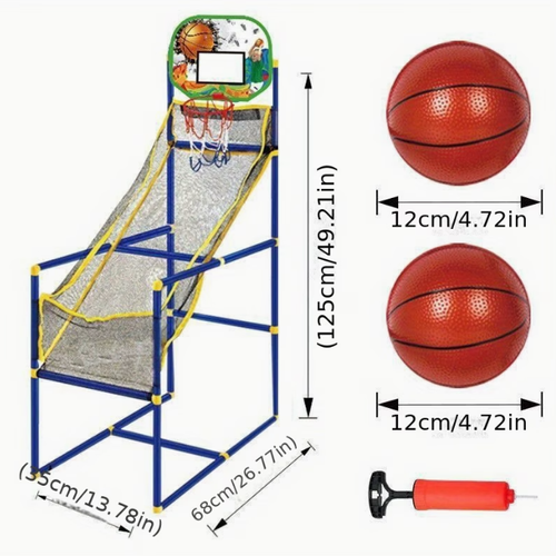 3Pcs1 Basketball Rack + 2Balls Enjoyable Arcade Basketball Game Set - Indoor Outdoor Dual Play, Easy Setup with Pump & Balls, Ideal Holiday & Birthday Gift