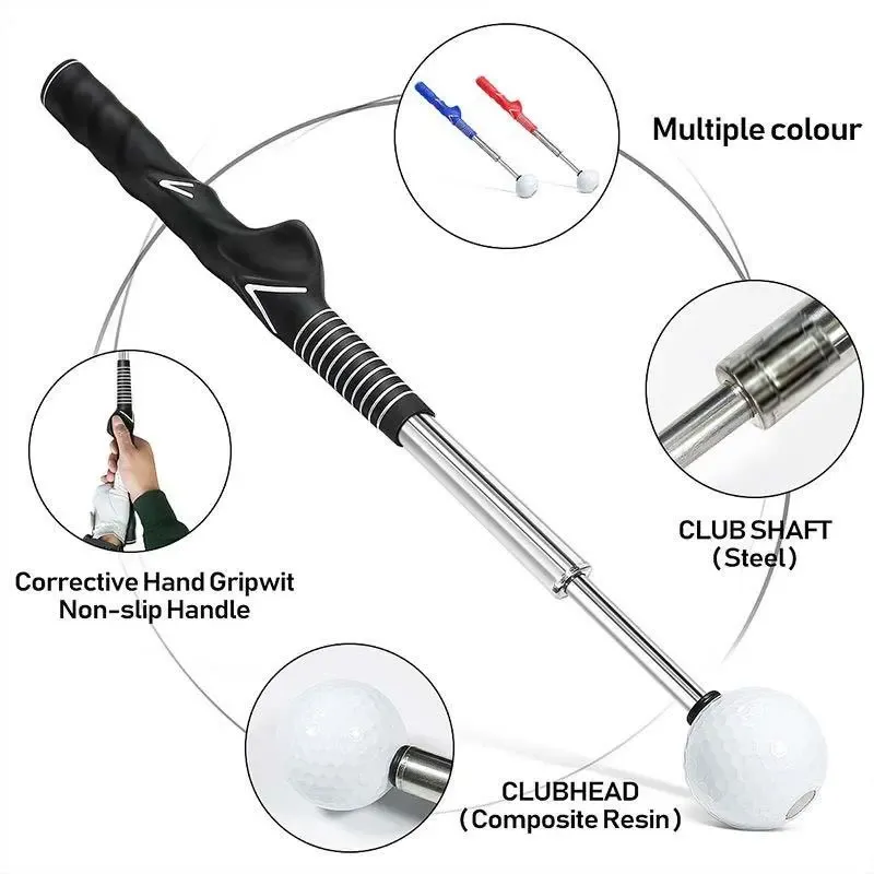 Golf Swing Practice Stick, Telescopic Golf Training Aid with Non-Slip Rubber Handle, Golf Training & Warm-Up Practice Stick,
