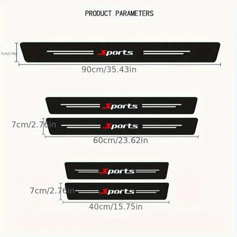 5-piece set of sports carbon fiber patterned threshold protection strip, trunk protection strip, scratch resistant, abrasion resistant, anti stepping threshold decoration strip, universal car accessories