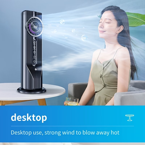 Experience Quick Cooling in Three Seconds! This 6-Speed USB Portable Air Conditioner And Humidifier Fan Operates Quietly And Efficiently, Featuring a Timer That Lasts for Six Hours, Making It Ideal for Home, Office