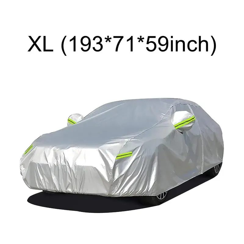 ALL-WEATHER CAR ARMOR! Waterproof 190T Polyester Cover Fits SUV,Sedan.  Sun Ice UV Defense 60s Install Silver Color Complete Protection