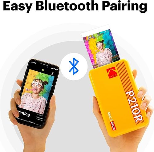 KODAK Mini 2 Retro 4PASS Portable Photo Printer 3-inch + 8 Sheets, Black Premium Quality- White