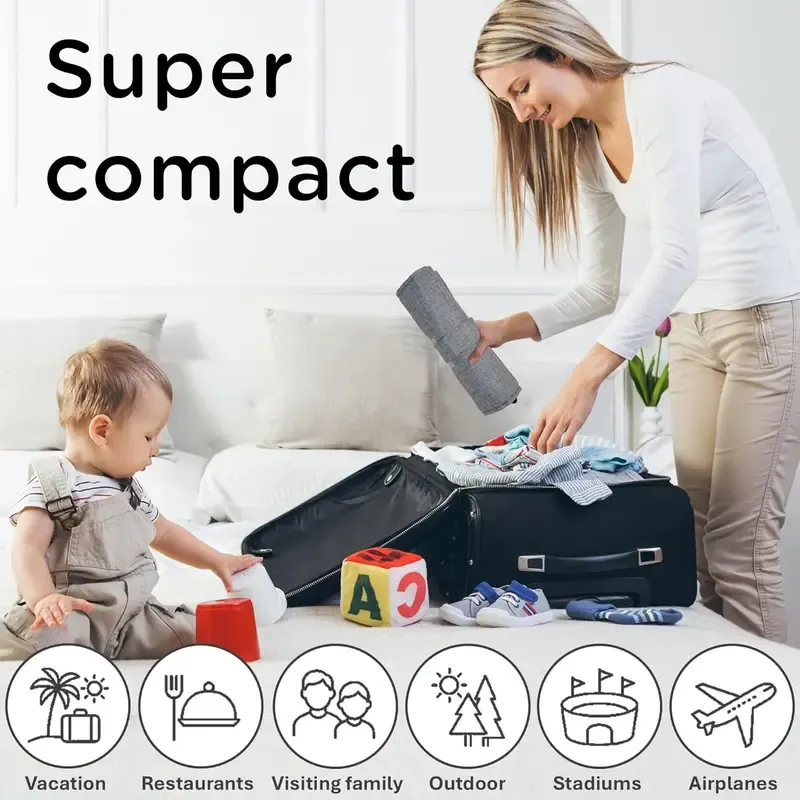 Baby Travel Harness Seat - Super Compact High Chair for Babies - Lightweight & Ergonomic Carrier with Adjustable Straps - Perfect for Travel & Home Use