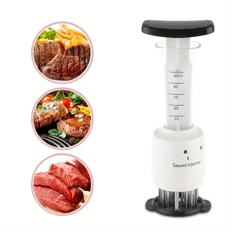 Meat Injector Kit for Tender Steaks, Professional Chef-Approved Injector for Flavoring and Tenderizing, Essential Kitchen BBQ Grill Accessory