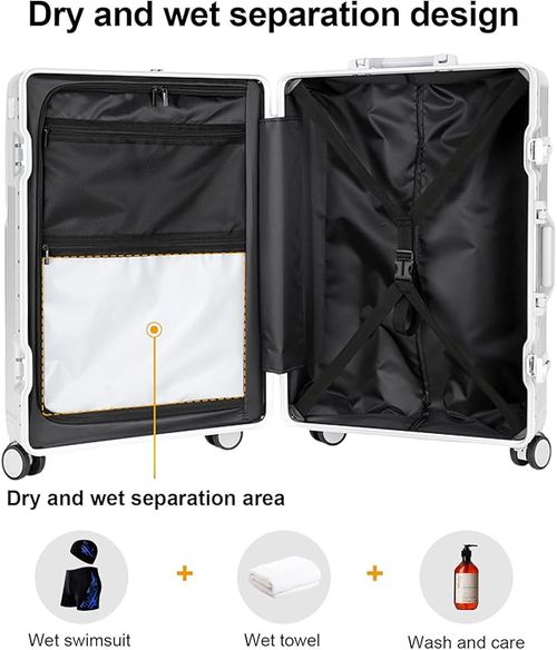 Suitcase Carry-on Luggage Spring-Summer Travel Airline Approved with TSA Lock, 360° Wheel, PC Hard Shell and Aluminum Frame Pressure-Resistant, Suitable for 20 inches (White, 20 inches) ​