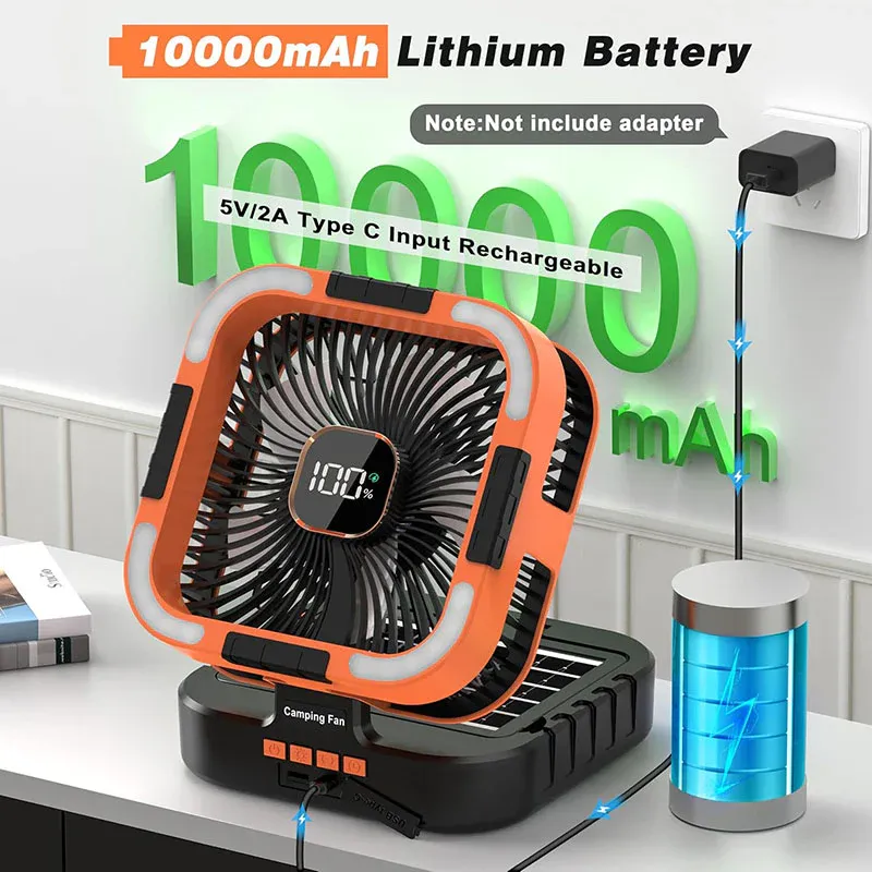 3  in 1 Solar Camping Fan
