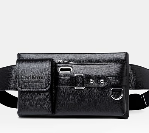 Unisex Waist Bag with Multiple Zippered Compartments - Compact Crossbody Purse, Belt Bag for Men & Women, Secure Zipper Closure, Everyday Essentials Organizer (Casual & Formal Use), Metallic Snap Attachment