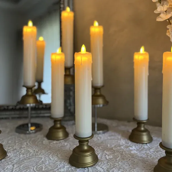 LED   Pillar   Candle   With   Stand  2 pieces