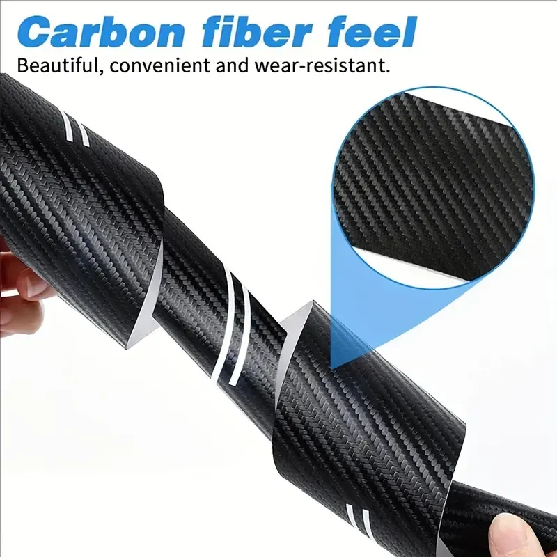 5-piece set of sports carbon fiber patterned threshold protection strip, trunk protection strip, scratch resistant, abrasion resistant, anti stepping threshold decoration strip, universal car accessories