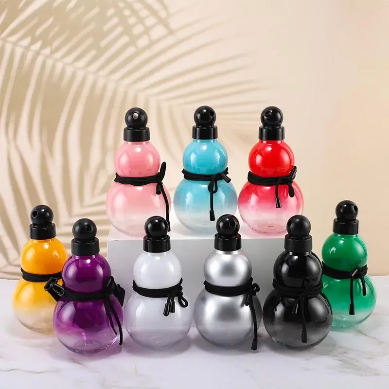 Gourd Shaped Water Bottle, 1 Count Creative Design Leakproof Water Bottle with Lid & Pull Ring, Portable Large Capacity Drinking Cup for School Office Outdoor Camping, Clear Water Bottle