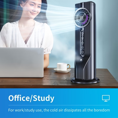 Experience Quick Cooling in Three Seconds! This 6-Speed USB Portable Air Conditioner And Humidifier Fan Operates Quietly And Efficiently, Featuring a Timer That Lasts for Six Hours, Making It Ideal for Home, Office