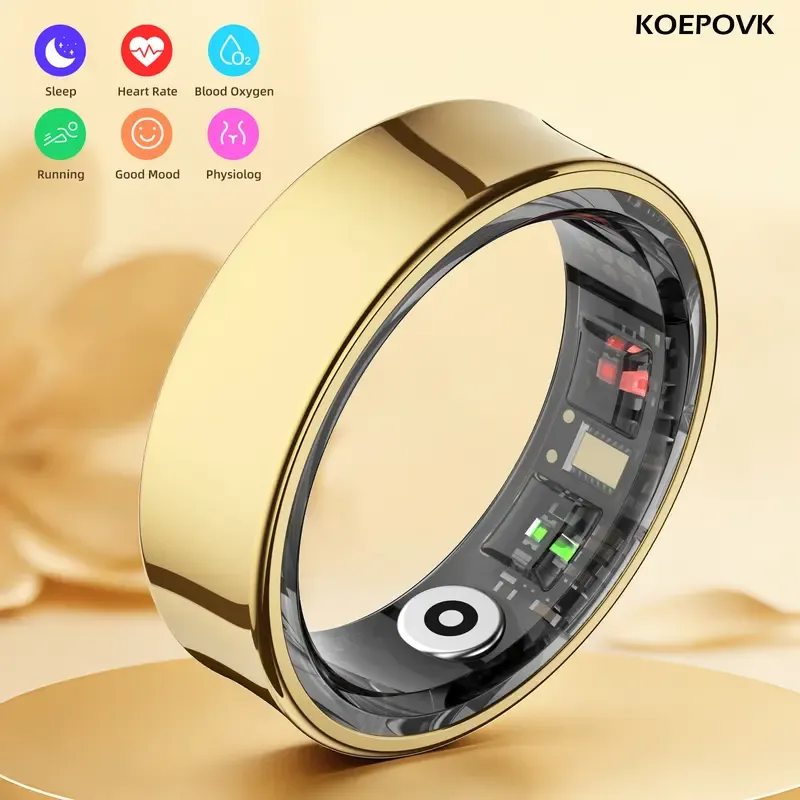 Koepovk Titanium IP68 Smart Ring with Sleep Monitoring, Heart Rate Tracking, Emotion Recognition&Body Temperature Measurement. Wireless Fitness Tracker with Multiple Exercise Modes & No Subscription. Ideal Gift for Women. 3-5 Days Battery