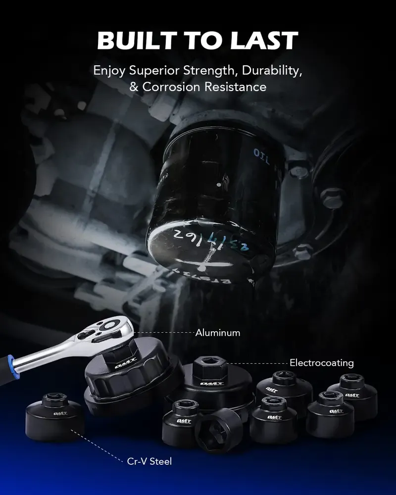 Orion Motor Tech Oil Filter Wrench Socket Set 10pc  Drive Low Profile, Oil Filter Cap Remove and Install Tool Kit,24mm,27mm, 29mm, 30mm, 32mm, 36mm, 38mm CR-V Compatible with Toyota VW BMW Mercedes, Automotive Maintenance ​