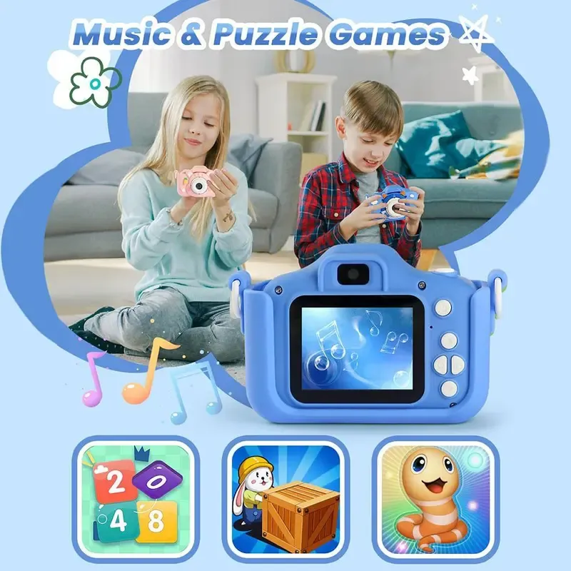 Cartoon Dinosaur Digital Camera, Cute Video Recording Camera Toy with 32 GB Memory Card, Birthday and Holiday Gift for Kids