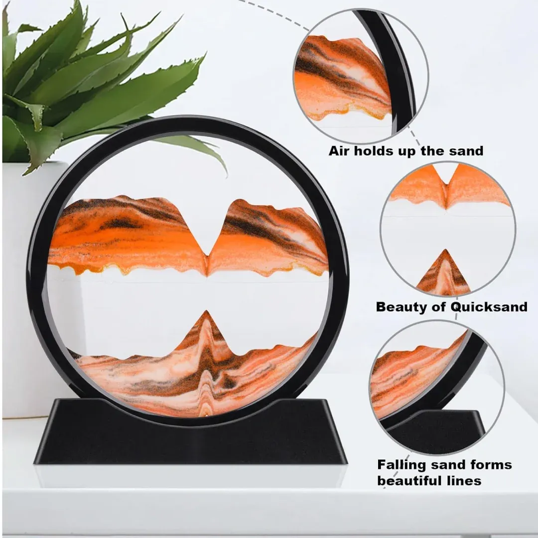 3D Moving Sand Art Frame | Rotating Liquid Sandscape Decor for Stress Relief & Desk Display