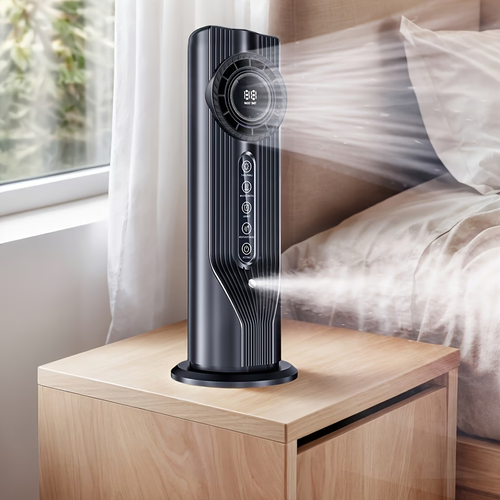Experience Quick Cooling in Three Seconds! This 6-Speed USB Portable Air Conditioner And Humidifier Fan Operates Quietly And Efficiently, Featuring a Timer That Lasts for Six Hours, Making It Ideal for Home, Office