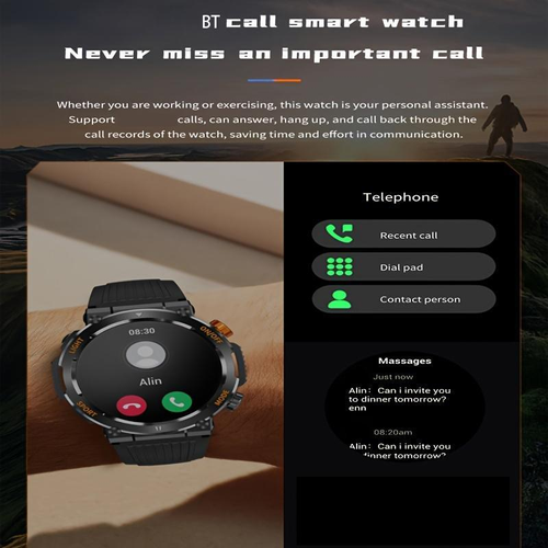 1.46 Inch HD Screen Smartwatch, Multi-functional Outdoor Sports Fitness Tracker, Wireless Receiving & Calling Multi-sport Mode Pedometer, Waterproof Watch with LED Light for Android  iOS Men & Women