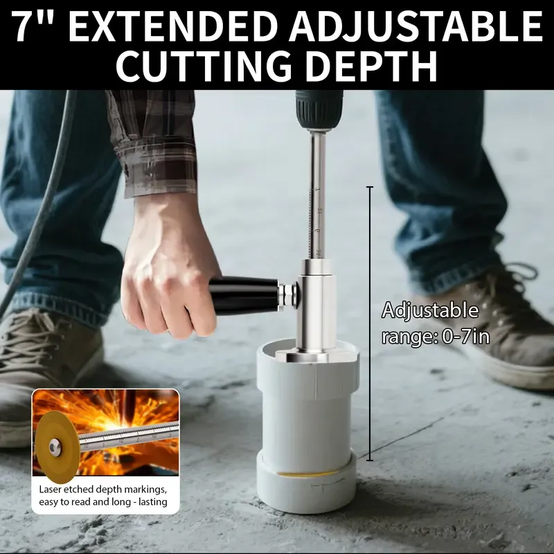 SnapFixMate PVC Pipe Inside Cutter with Diamond Grit Cutting Wheel and Handle, Fit for 1-2 Inch to 8 Inch,7 Inch Adjustable Cutting Depth,1-4in Hex Shank Fit for Impact Drivers and