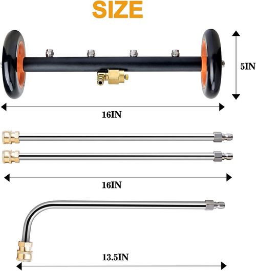 EVEAGE 2-in-1 Undercarriage Pressure Washer Attachment,Pressure Washer Water Broom,3 Extension Wands Wash Mitt, Reversible Undercarriage Cleaner,4000 PSI