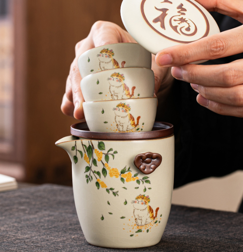 Ru Kiln Portable Travel Tea Set