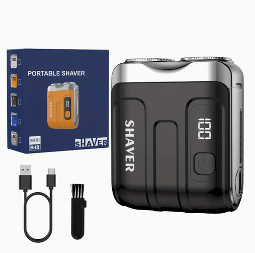 New MINI Digital Electric Shaver for Outdoor Camping, with a Floating Shaver and a Three Ring Blade Mesh, Magnetic Suction Dual Blade Head, and Portable Beard Knife