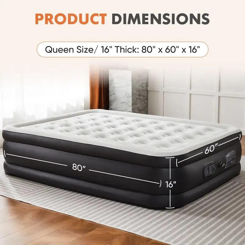 Air Mattress - Inflatable Blow Up Mattress Airbed with Built-in High Capacity Pump, Double Height, Adjustable, Non-Slip Bottom Design