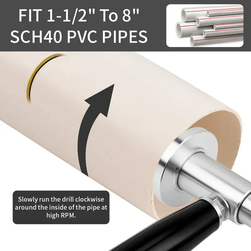 SnapFixMate PVC Pipe Inside Cutter with Diamond Grit Cutting Wheel and Handle, Fit for 1-2 Inch to 8 Inch,7 Inch Adjustable Cutting Depth,1-4in Hex Shank Fit for Impact Drivers and