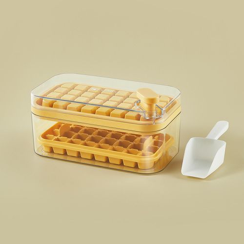 Large Capacity Round Ice Cube Tray Mold, Ice Cubes Maker, Food Grade Silicone Easy Release, Home Refrigerator Use, Includes Scoop, Durable & Reusable