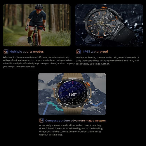 1.46 Inch HD Screen Smartwatch, Multi-functional Outdoor Sports Fitness Tracker, Wireless Receiving & Calling Multi-sport Mode Pedometer, Waterproof Watch with LED Light for Android  iOS Men & Women