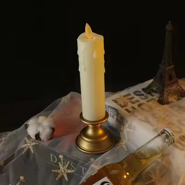 LED   Pillar   Candle   With   Stand  2 pieces