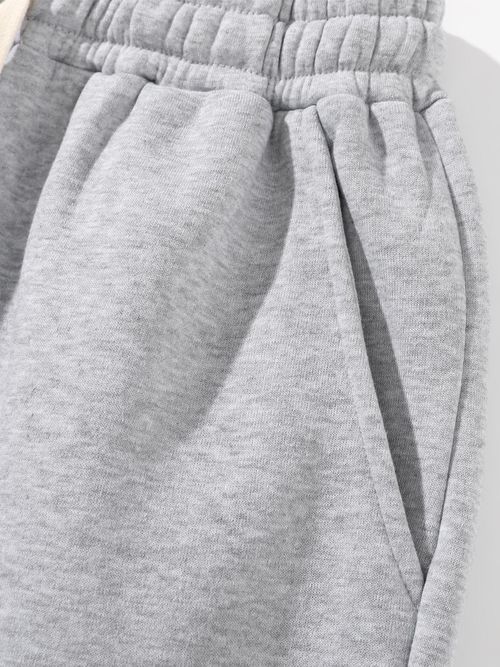 Men's Plain Two-piece Sweatsuit Set, Basic Regular Fit Casual Drop Shoulder Half Zip Zippers Long Sleeves Fitted Hoodie & Pocket Drawstring Elastic Sweatpants, Men's Clothing