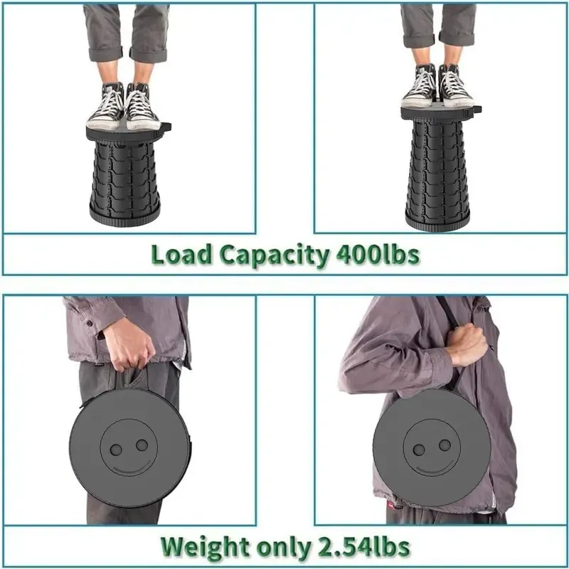Upgraded Collapsible Stool,Portable Stools,Telescoping Stool, Max Load Capacity 450lbs,Suitable for Outdoor Picnic Camping Gardening Fishing Hiking BBQ Multi Purpose Foldable Practical Seating Solution Compact And Lightweight
