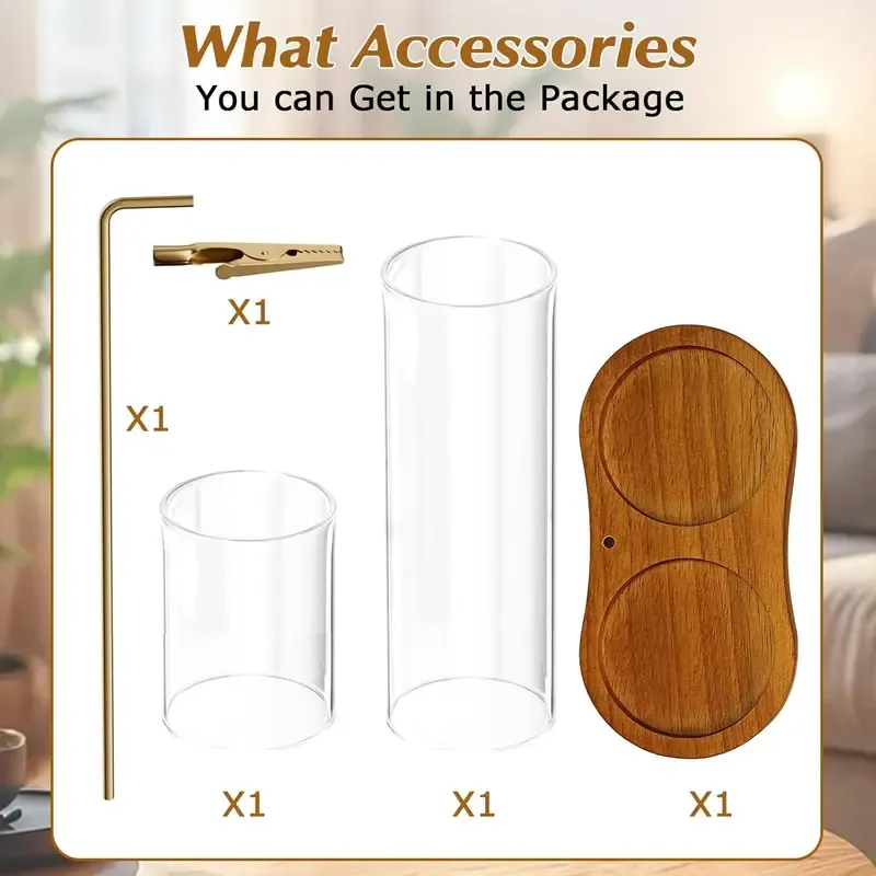 2 in 1 Incense & Candle Holder, 1 Count Wooden Base Aromatherapy Diffuser Incense Burner with Removable Glass Ash Collector, Woody Home Decor Ornament for Living Room Bedroom, Funny Gift, Scented, Aroma, Fragrance Perfume