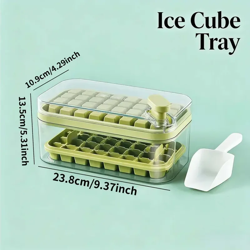 Large Capacity Round Ice Cube Tray Mold, Ice Cubes Maker, Food Grade Silicone Easy Release, Home Refrigerator Use, Includes Scoop, Durable & Reusable