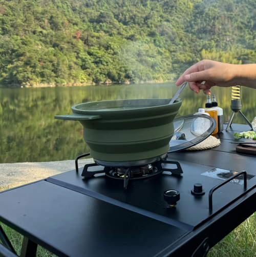 Portable Outdoor Travel Hiking Pot, Portable Outdoor Camping Cookware Folding Pot Food Grade Silicone Suitable for Outdoor Camping, Travel, Hiking