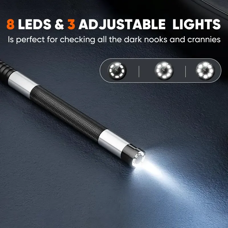 SHEKAR 0.33in  0.23in Two-Way Endoscope Camera with 32GB Card, 360° Rotatable Waterproof Borescope with Light, Articulated Snake Camera, Inspection Scope for Automotive, Mechanic, Wall, Vehicle, Drain, Home Improvement