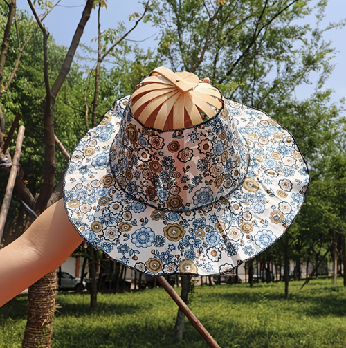 2-in-1 Portable Folding Bamboo Sun Hat